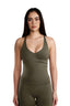 Tone Cross Back Tank Top - Olive Green