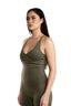 Tone Cross Back Tank Top - Olive Green