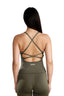 Tone Cross Back Tank Top - Olive Green