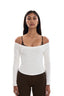 Off Shoulder Long Sleeve Top - White