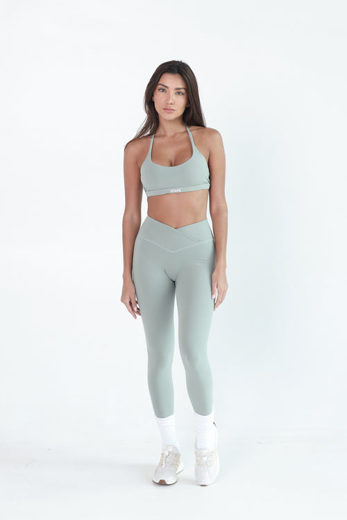 FitLuxe Crossover Leggings - Sage Green