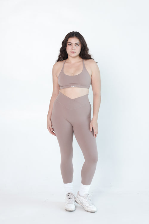 FitLuxe Crossover Leggings - Taupe