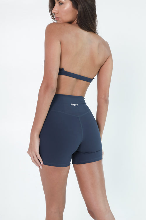 FitLuxe Crossover Shorts - Navy Blue