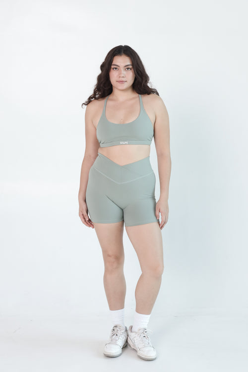 FitLuxe Crossover Shorts - Sage Green